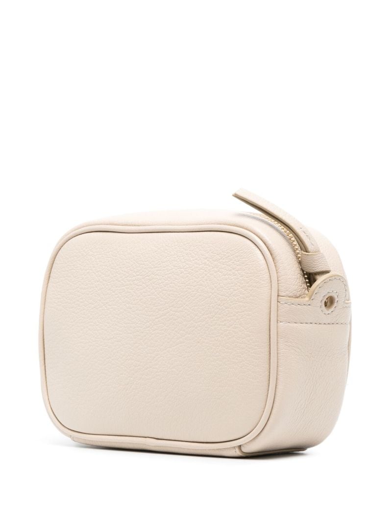 Beige Hana Leather Shoulder Bag