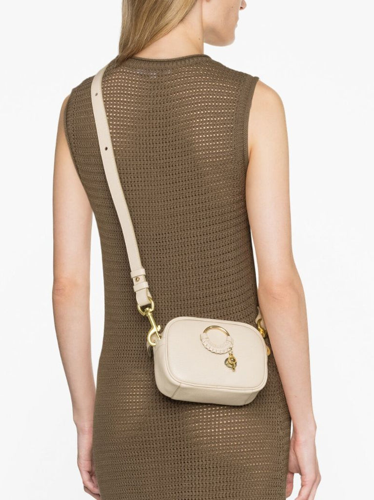 Beige Hana Leather Shoulder Bag