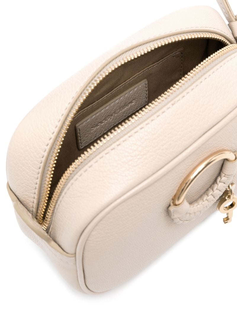 Beige Hana Leather Shoulder Bag