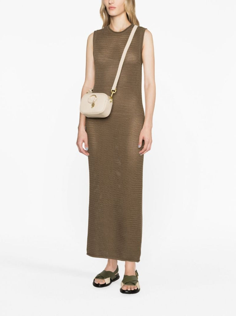 Beige Hana Leather Shoulder Bag