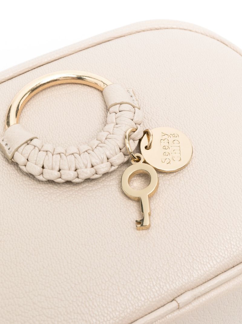 Beige Hana Leather Shoulder Bag