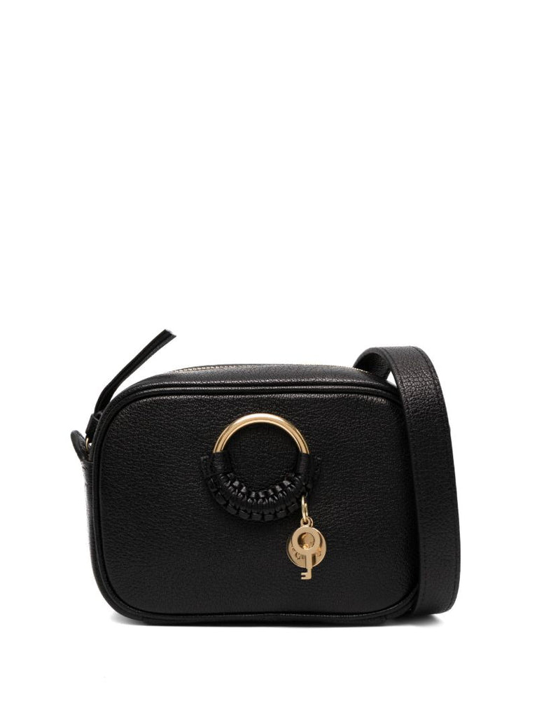 Black Hana Leather Shoulder Bag