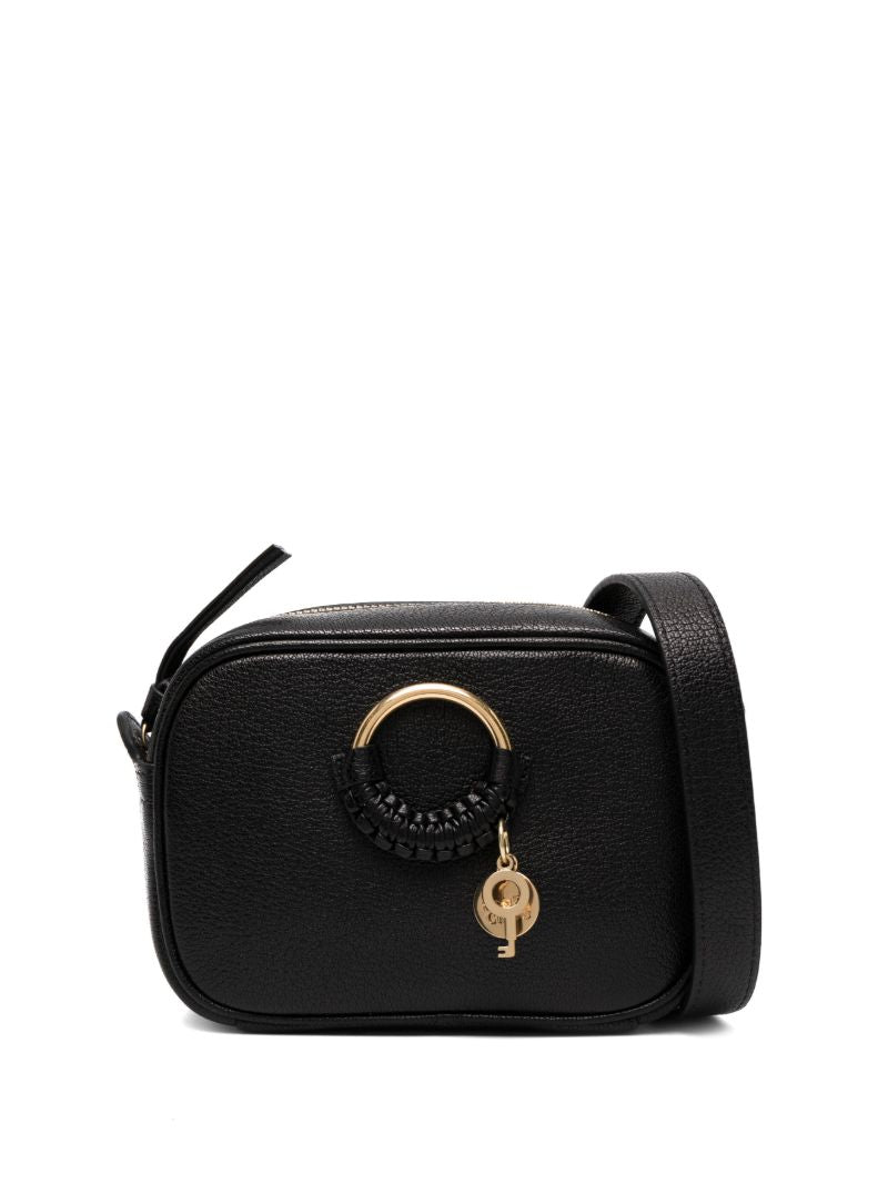 Black Hana Leather Shoulder Bag