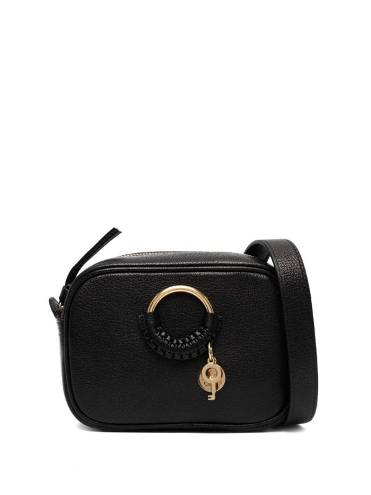 Black Hana Leather Shoulder Bag