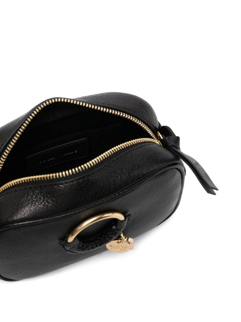 Black Hana Leather Shoulder Bag