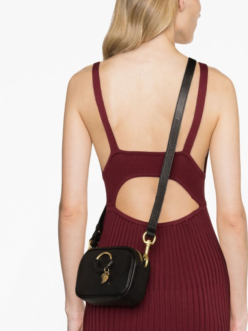 Black Hana Leather Shoulder Bag