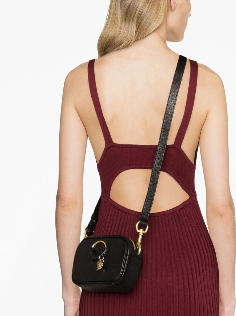 Black Hana Leather Shoulder Bag