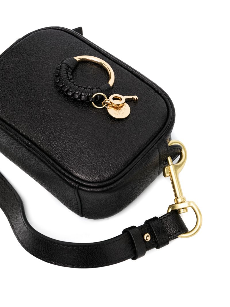 Black Hana Leather Shoulder Bag
