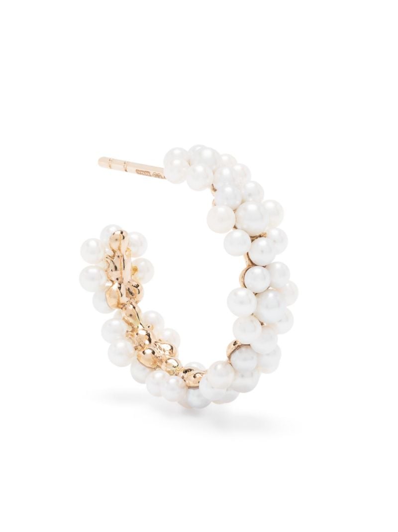 14k Yellow Gold Boucle Parc Pearl Single Hoop Earring