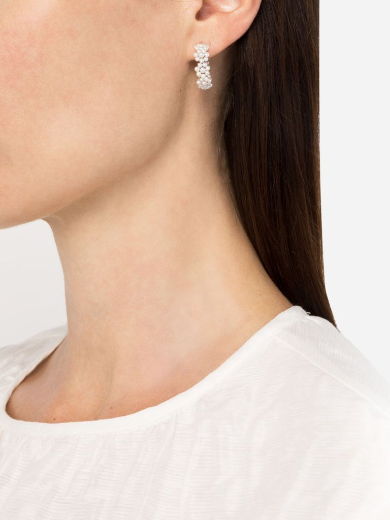 14k Yellow Gold Boucle Parc Pearl Single Hoop Earring