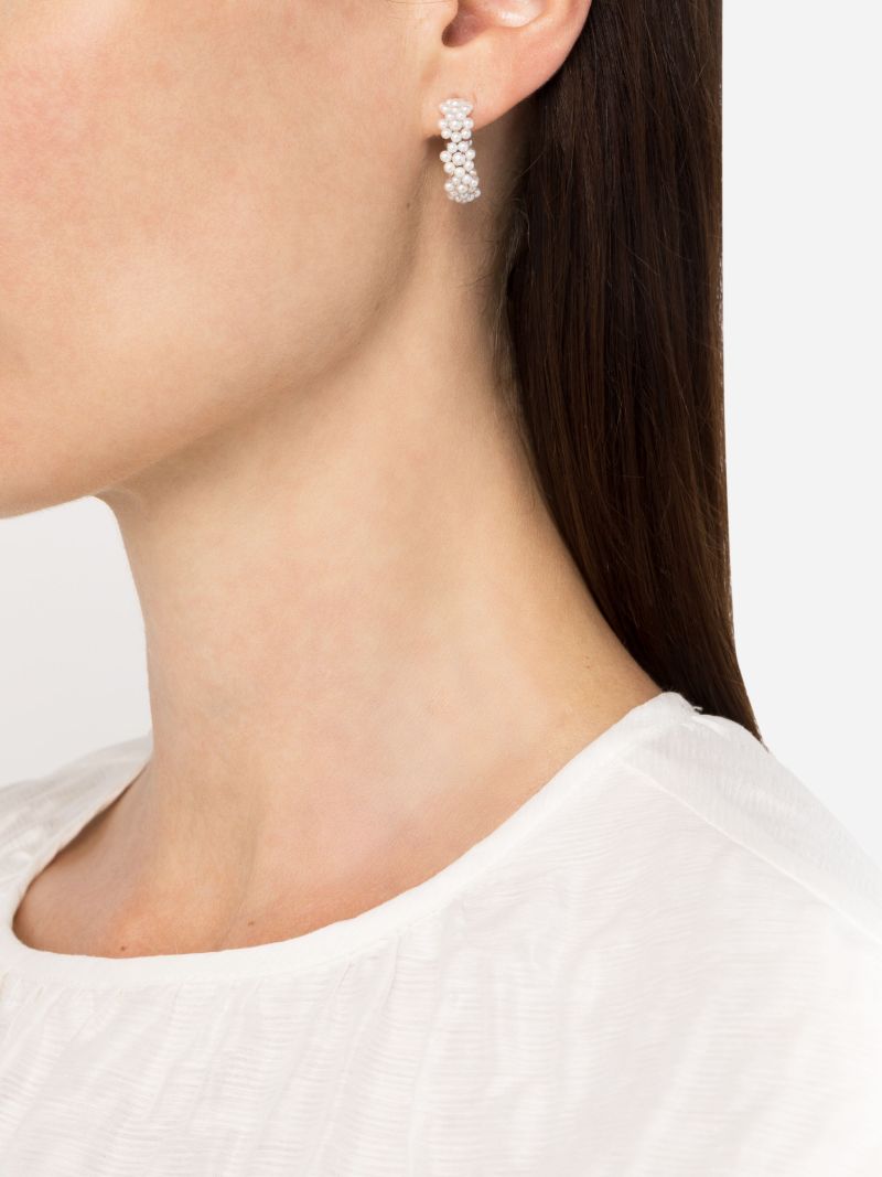14k Yellow Gold Boucle Parc Pearl Single Hoop Earring