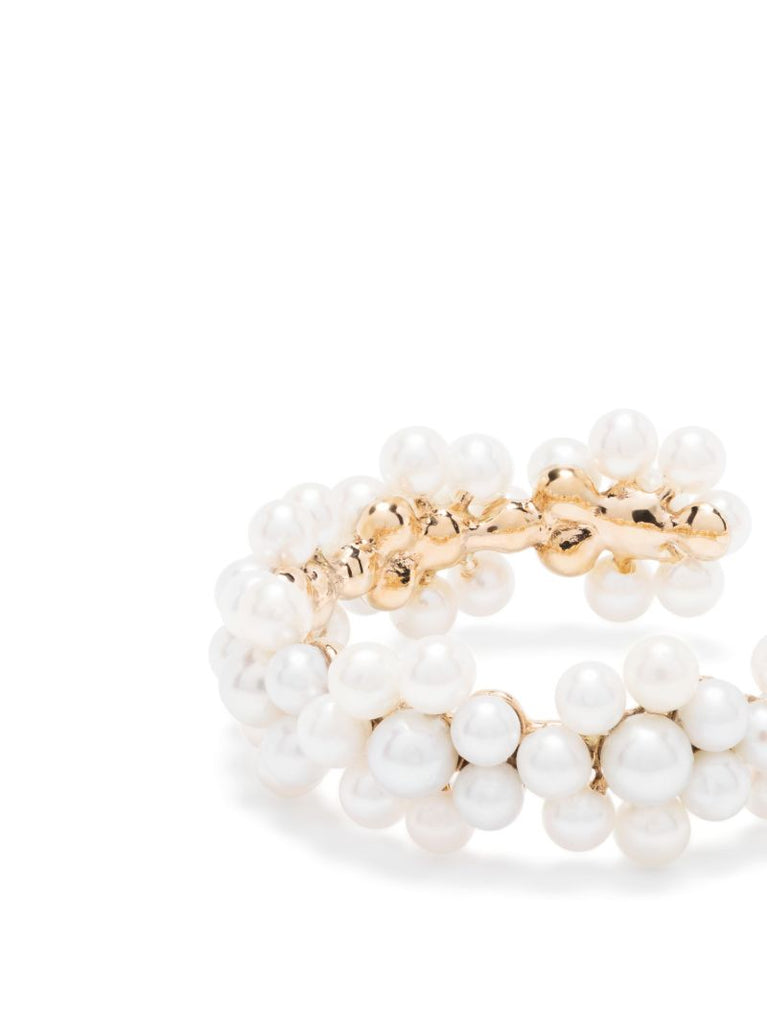 14k Yellow Gold Boucle Parc Pearl Single Hoop Earring