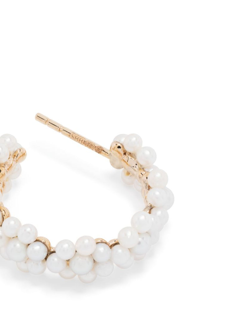 14k Yellow Gold Boucle Parc Pearl Single Hoop Earring