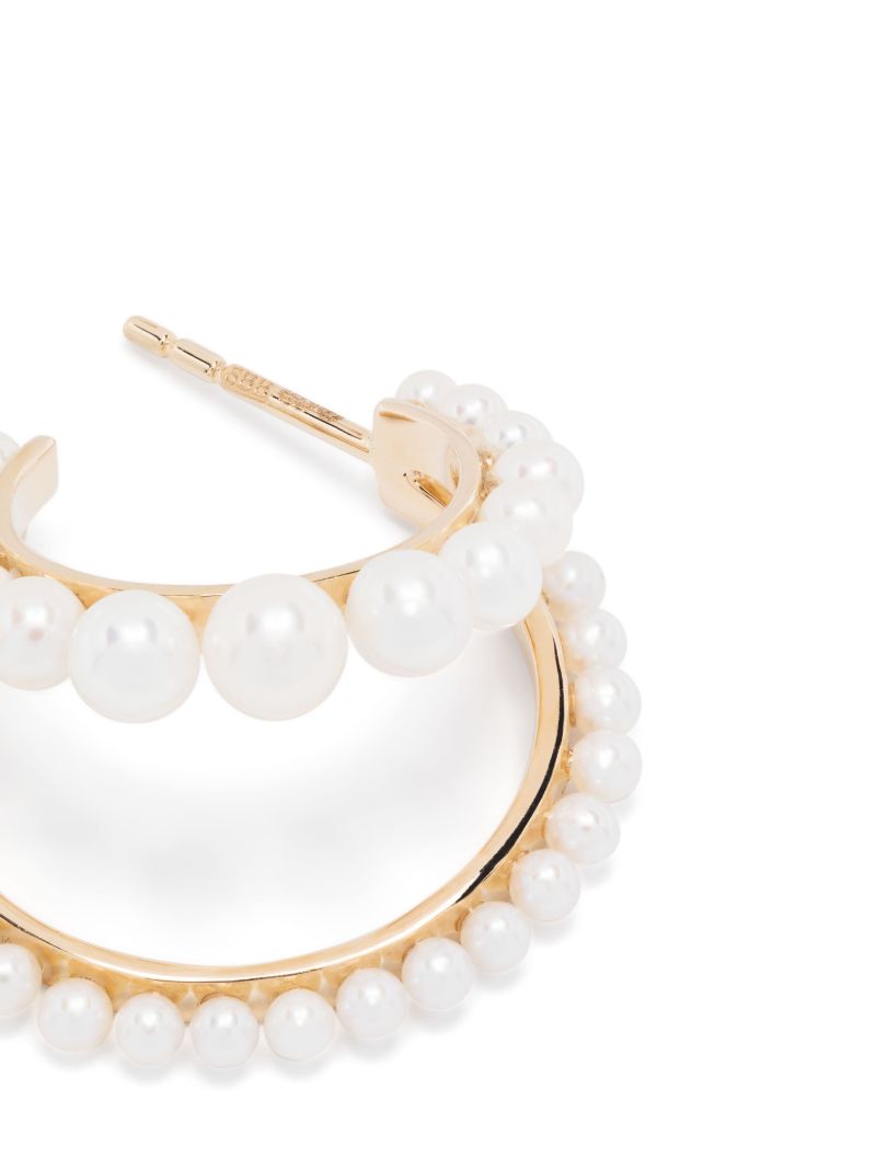 14k Yellow Gold Petite Boucle Perle Pearl Signle Hoop Earring