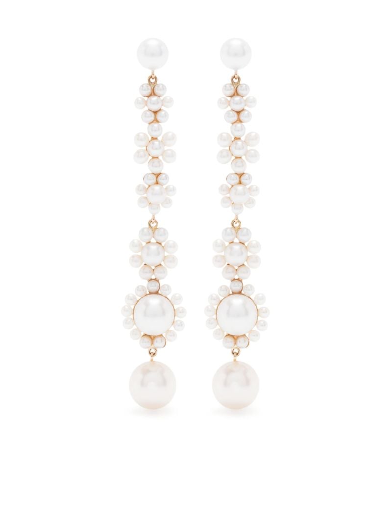 14k Yellow Gold Grande Fleur Jeanne Pearl Drop Earrings