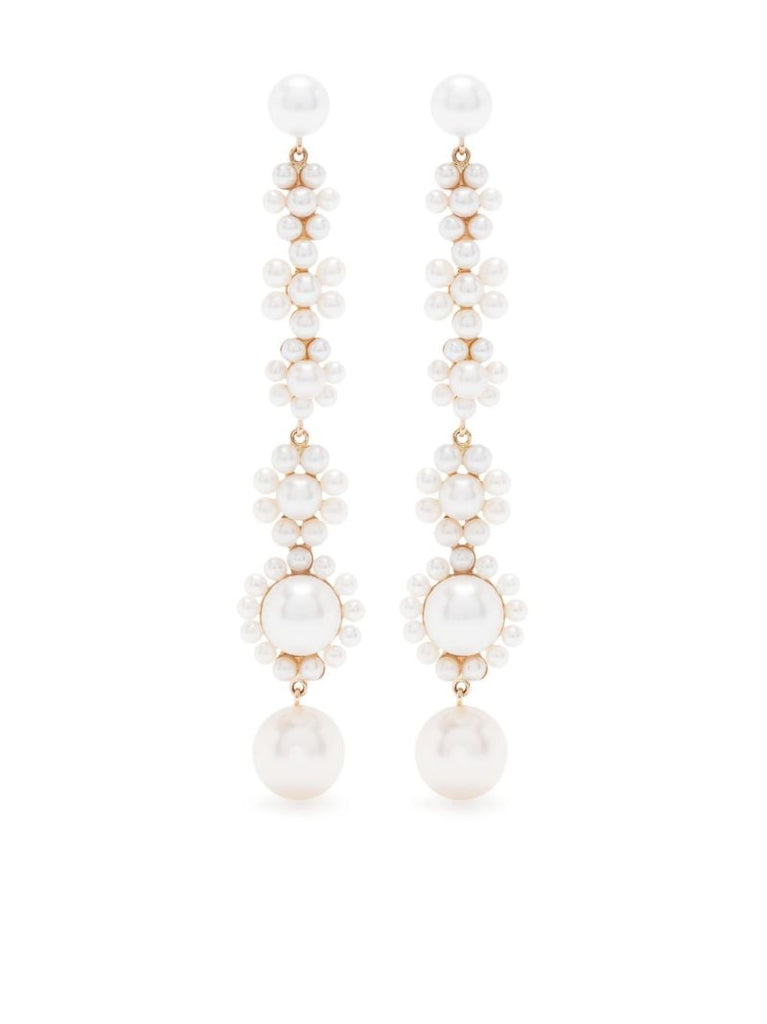 14k Yellow Gold Grande Fleur Jeanne Pearl Drop Earrings