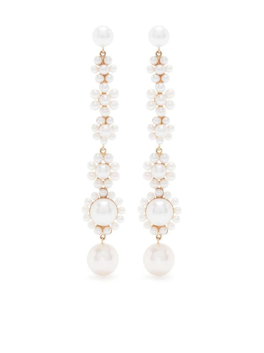 14k Yellow Gold Grande Fleur Jeanne Pearl Drop Earrings