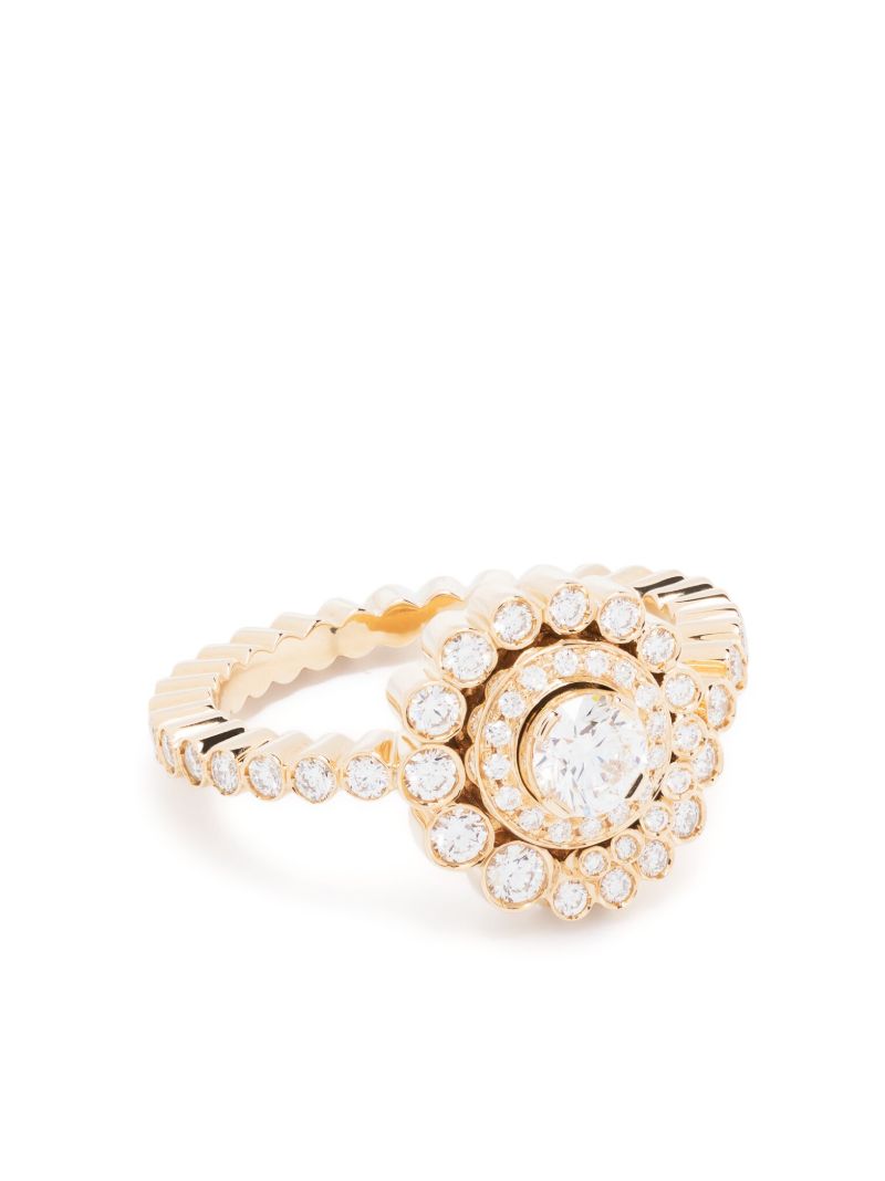 18k Yellow Gold Escargot Plateau Diamond Ring