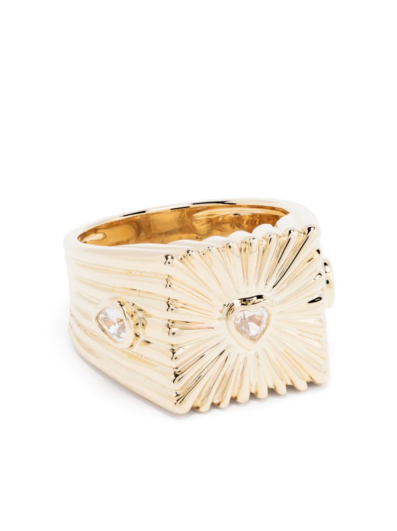 9k Yellow Gold White Sapphire Signet Ring