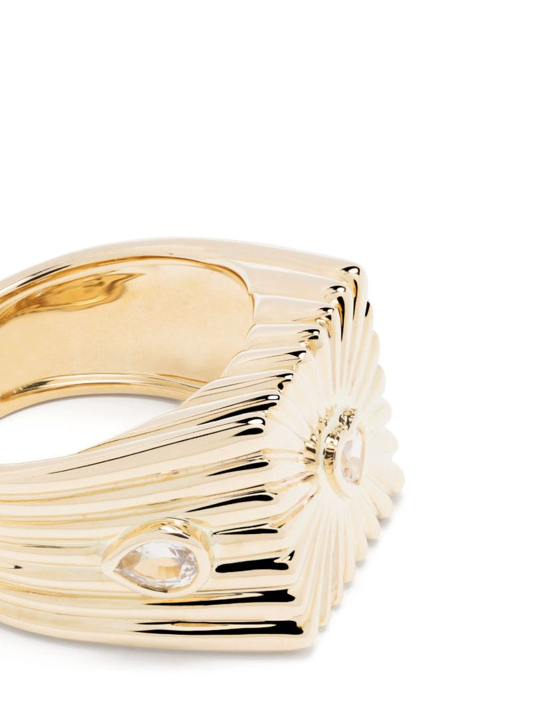 9k Yellow Gold White Sapphire Signet Ring