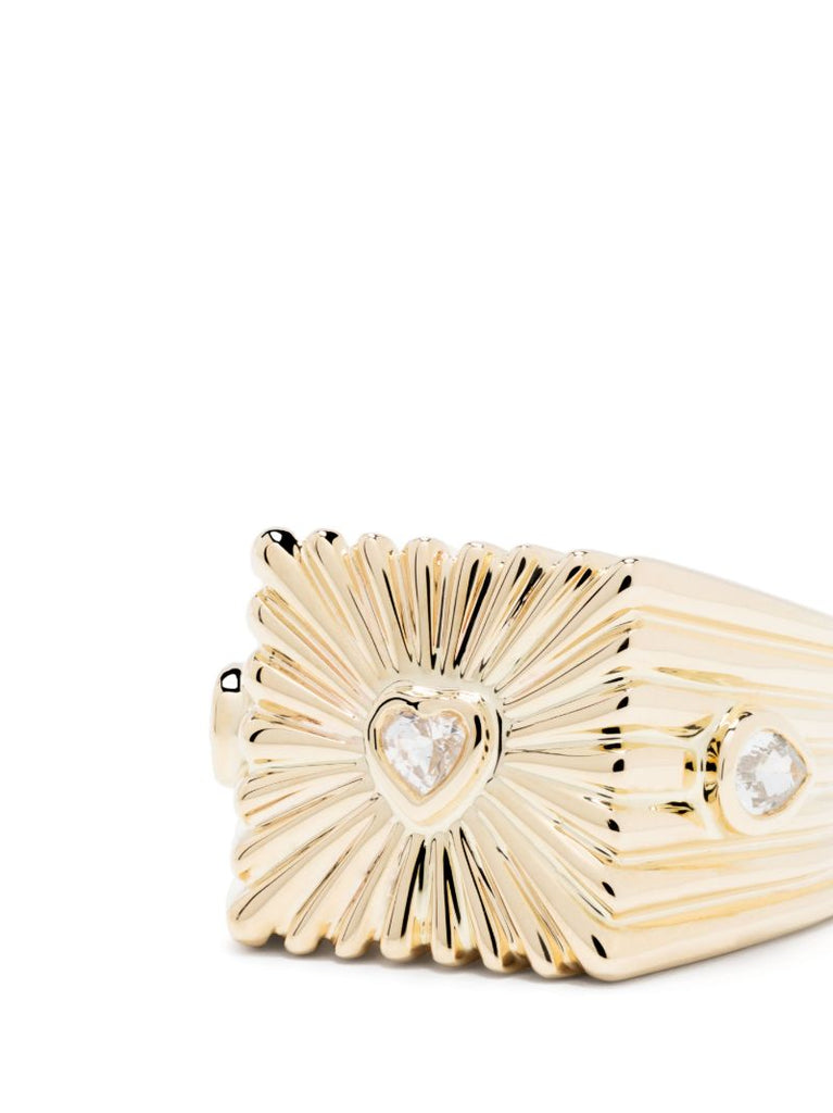 9k Yellow Gold White Sapphire Signet Ring