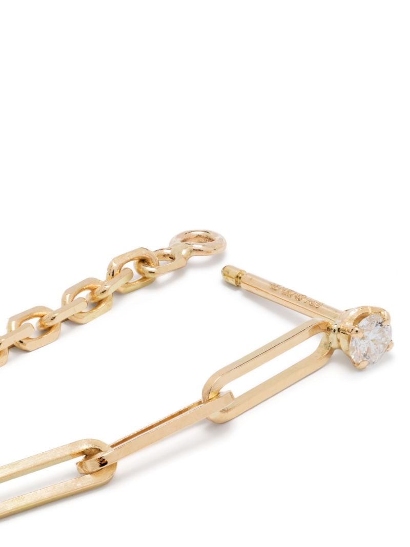 18k Yellow Gold Solitaire Diamond Chain Drop Earring