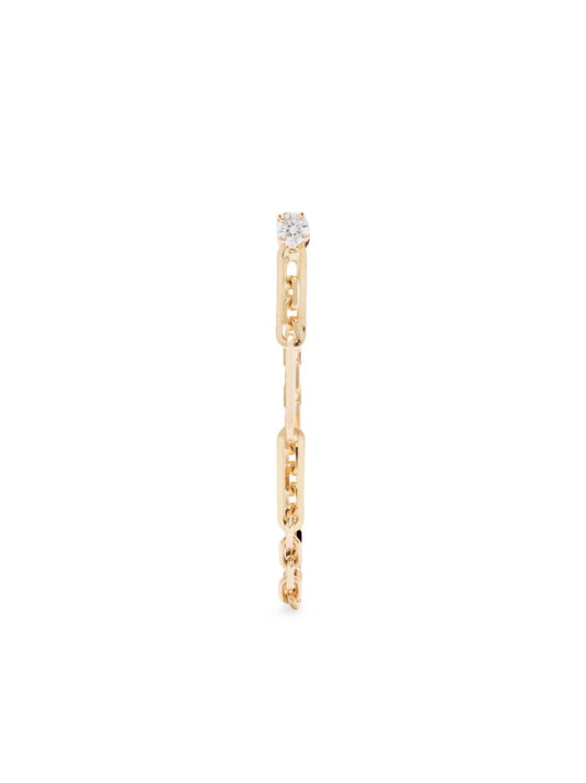 18k Yellow Gold Solitaire Diamond Chain Drop Earring