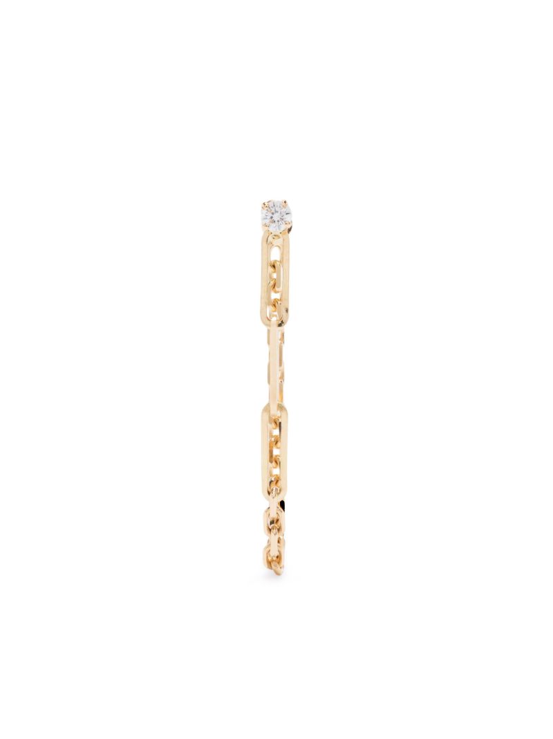 18k Yellow Gold Solitaire Diamond Chain Drop Earring