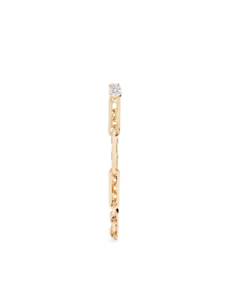 18k Yellow Gold Solitaire Diamond Chain Drop Earring