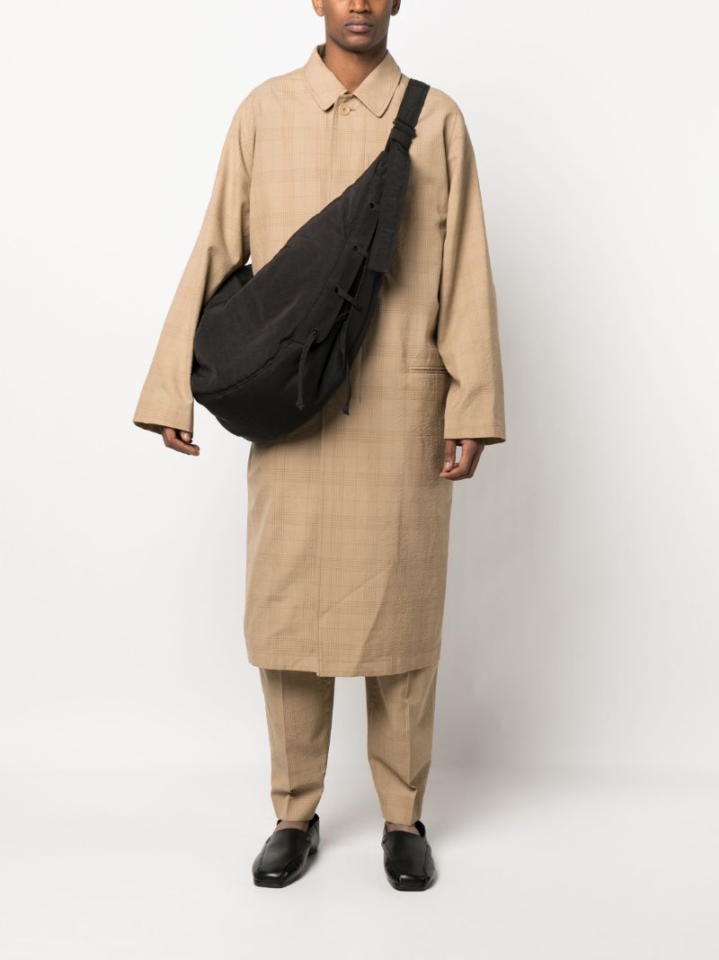 Brown Seersucker Check Raglan Coat