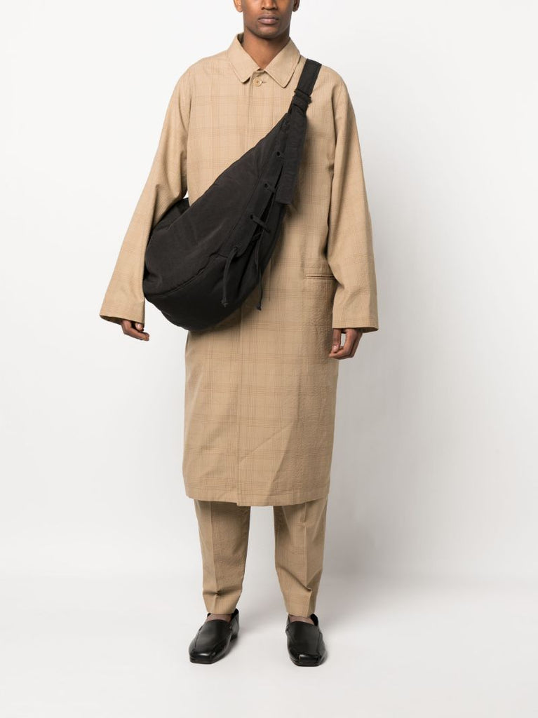 Brown Seersucker Check Raglan Coat