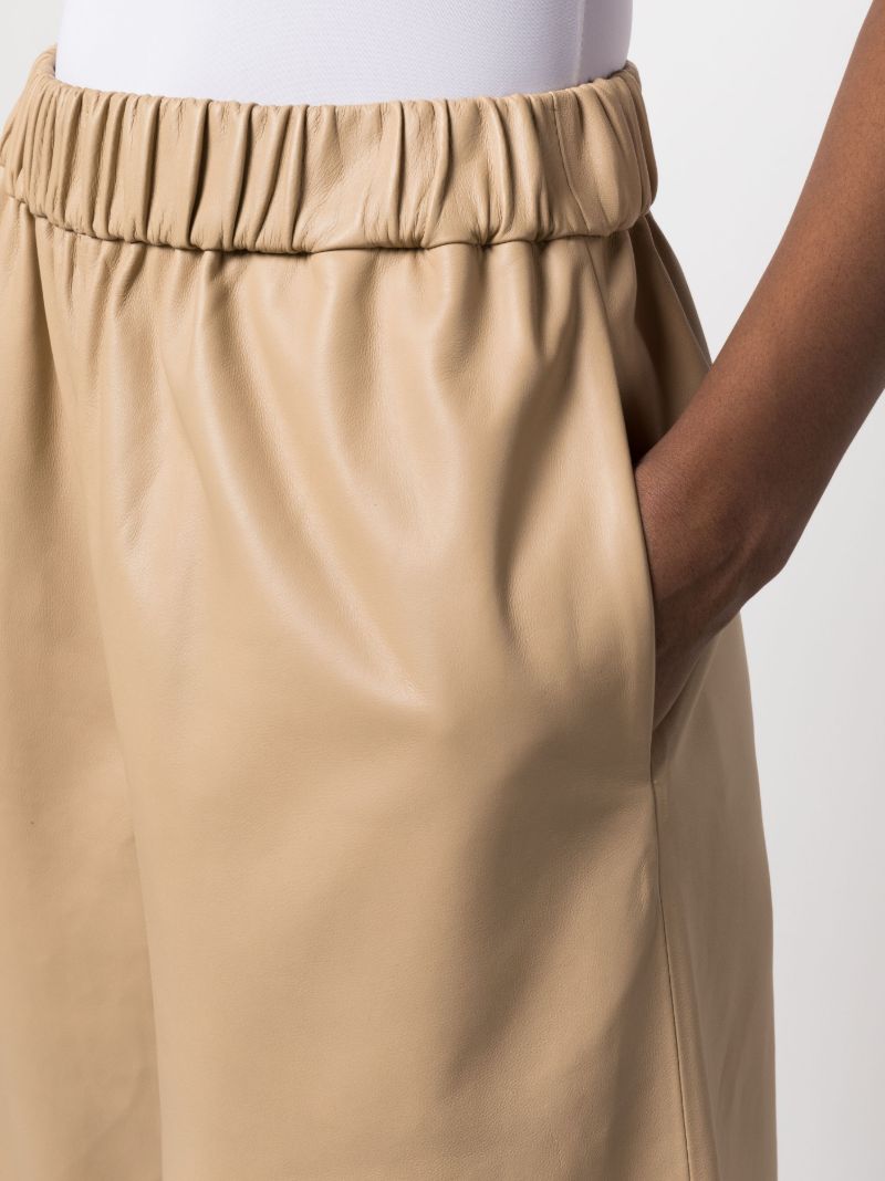 Neutral Sydney Wide-leg Leather Trousers