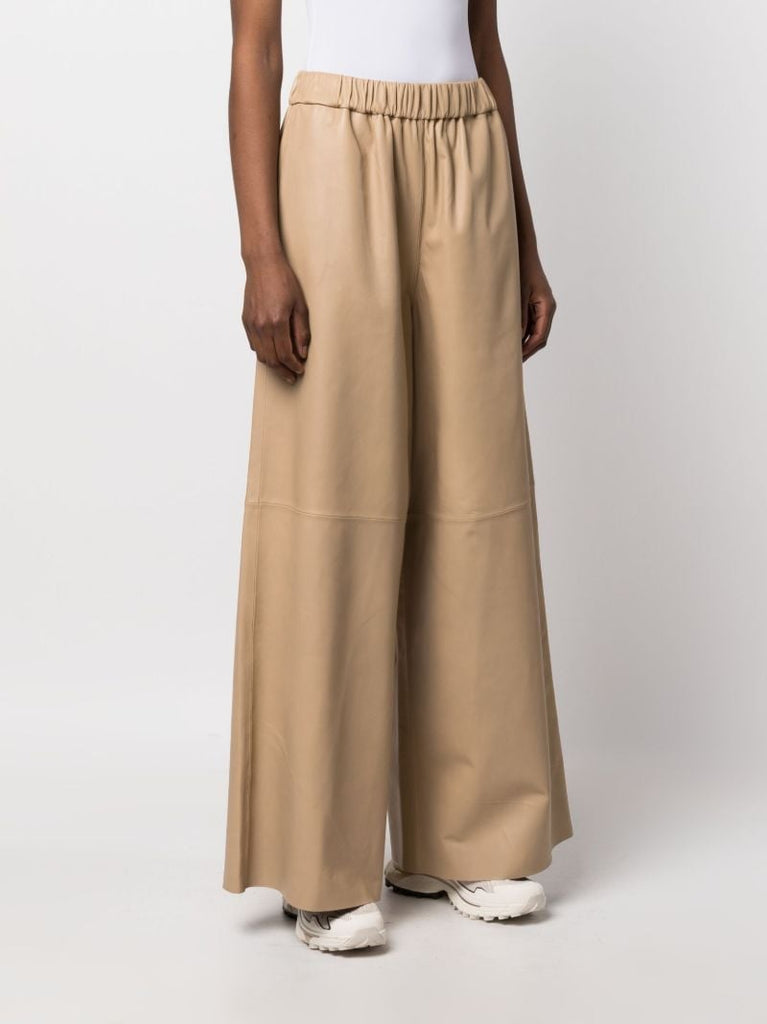 Neutral Sydney Wide-leg Leather Trousers