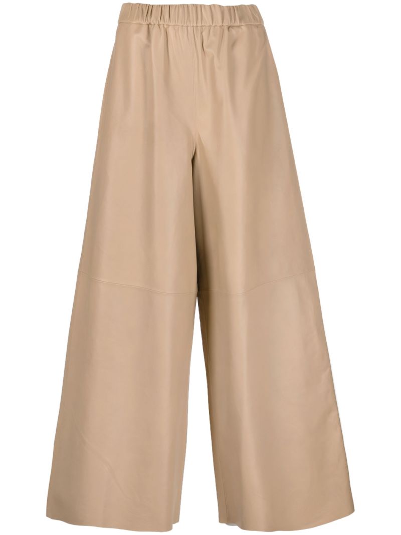 Neutral Sydney Wide-leg Leather Trousers