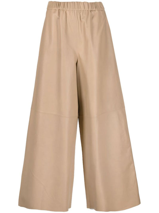 Neutral Sydney Wide-leg Leather Trousers