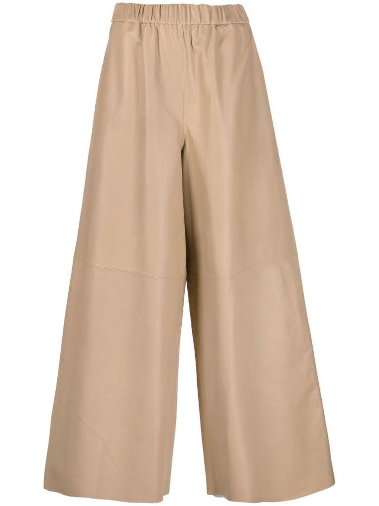 Neutral Sydney Wide-leg Leather Trousers