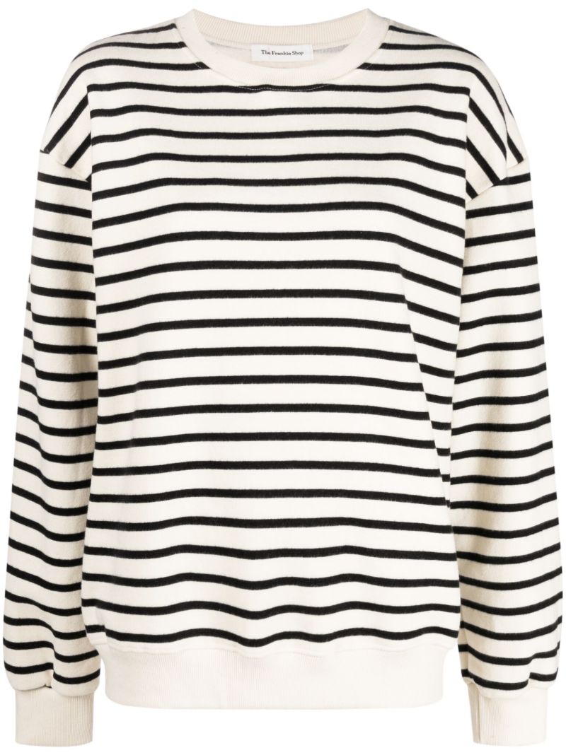 Black Saint Stripe Cotton Sweatshirt
