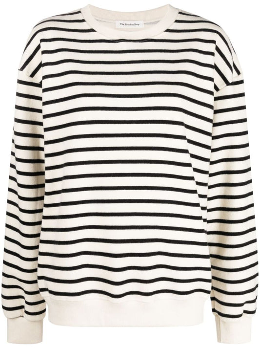 Black Saint Stripe Cotton Sweatshirt