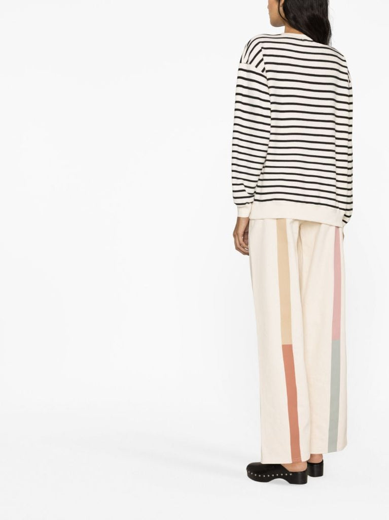 Black Saint Stripe Cotton Sweatshirt