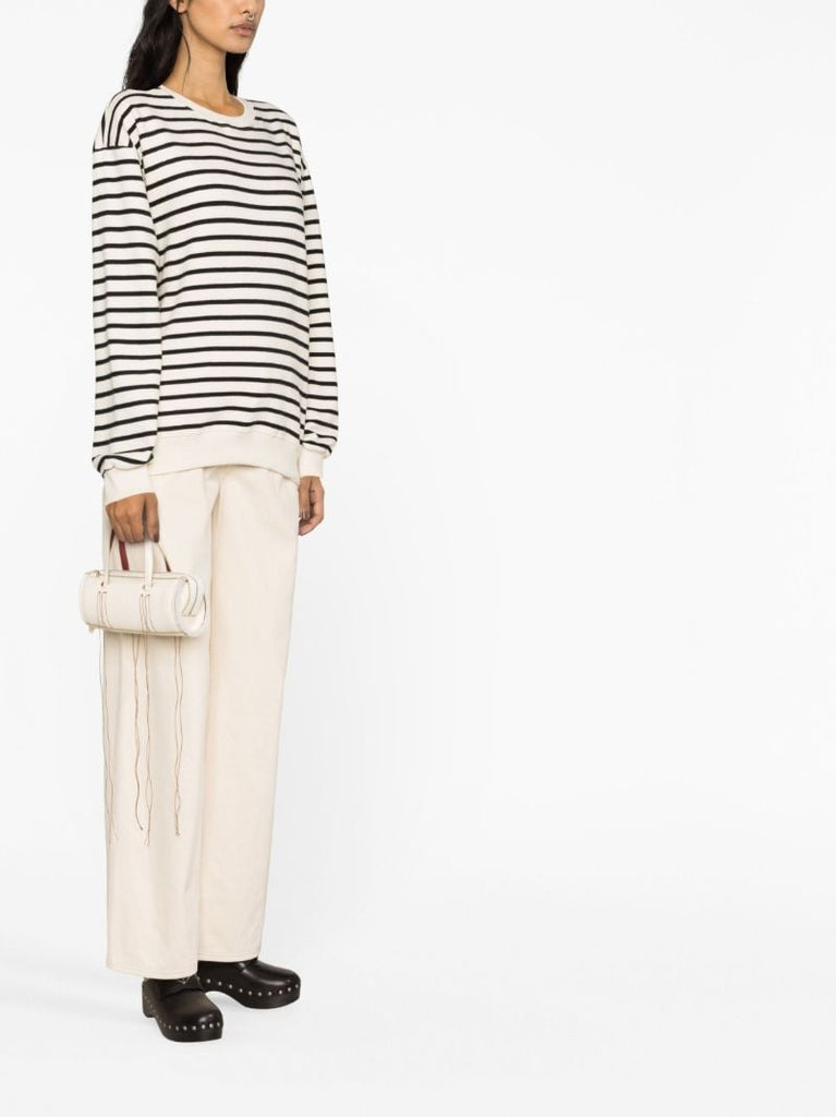 Black Saint Stripe Cotton Sweatshirt