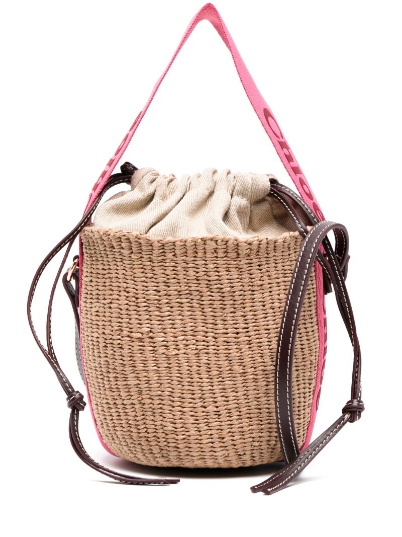 Neutral Woody Woven Bucket Bag