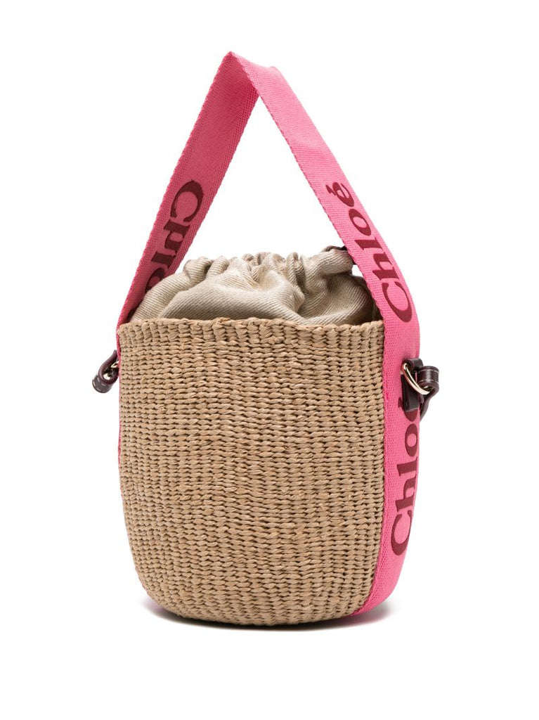 Neutral Woody Woven Bucket Bag