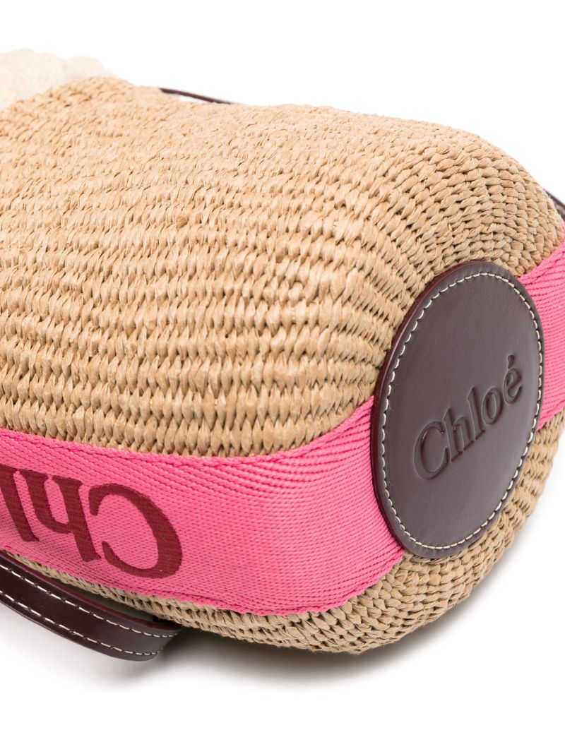 Neutral Woody Woven Bucket Bag
