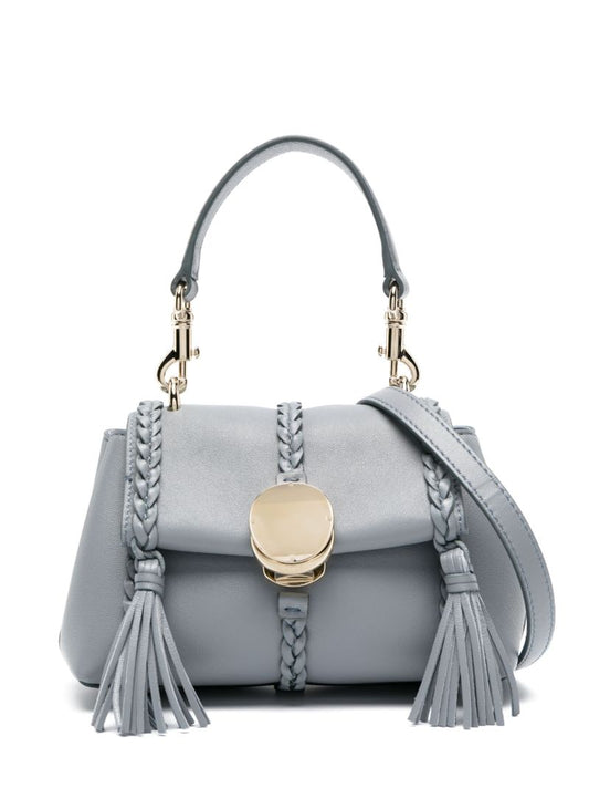 Blue Penelope Leather Tote Bag