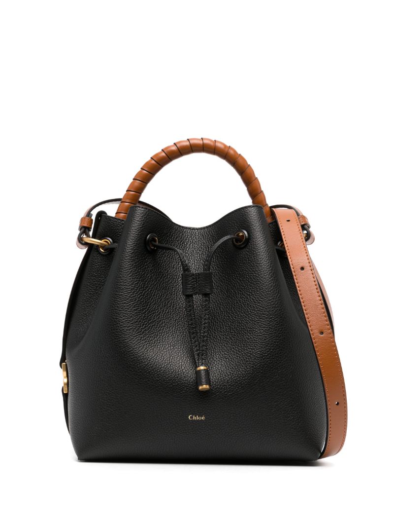 Black Marcie Leather Bucket Bag