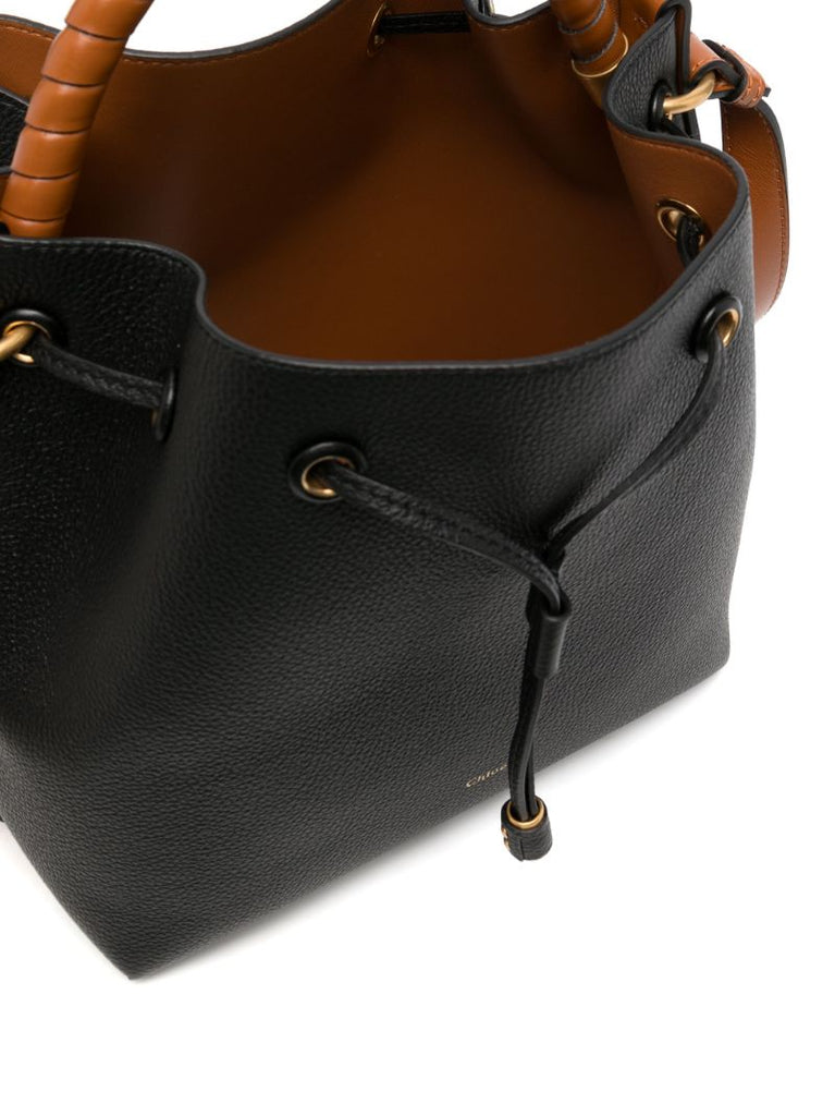 Black Marcie Leather Bucket Bag