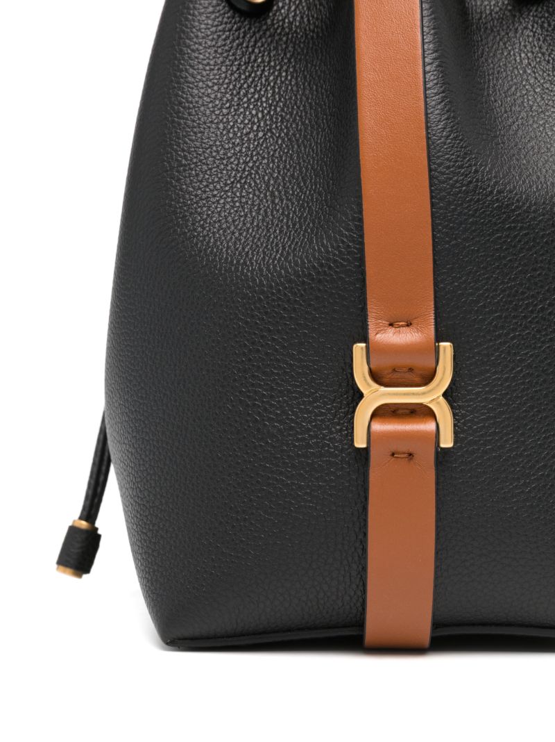 Black Marcie Leather Bucket Bag