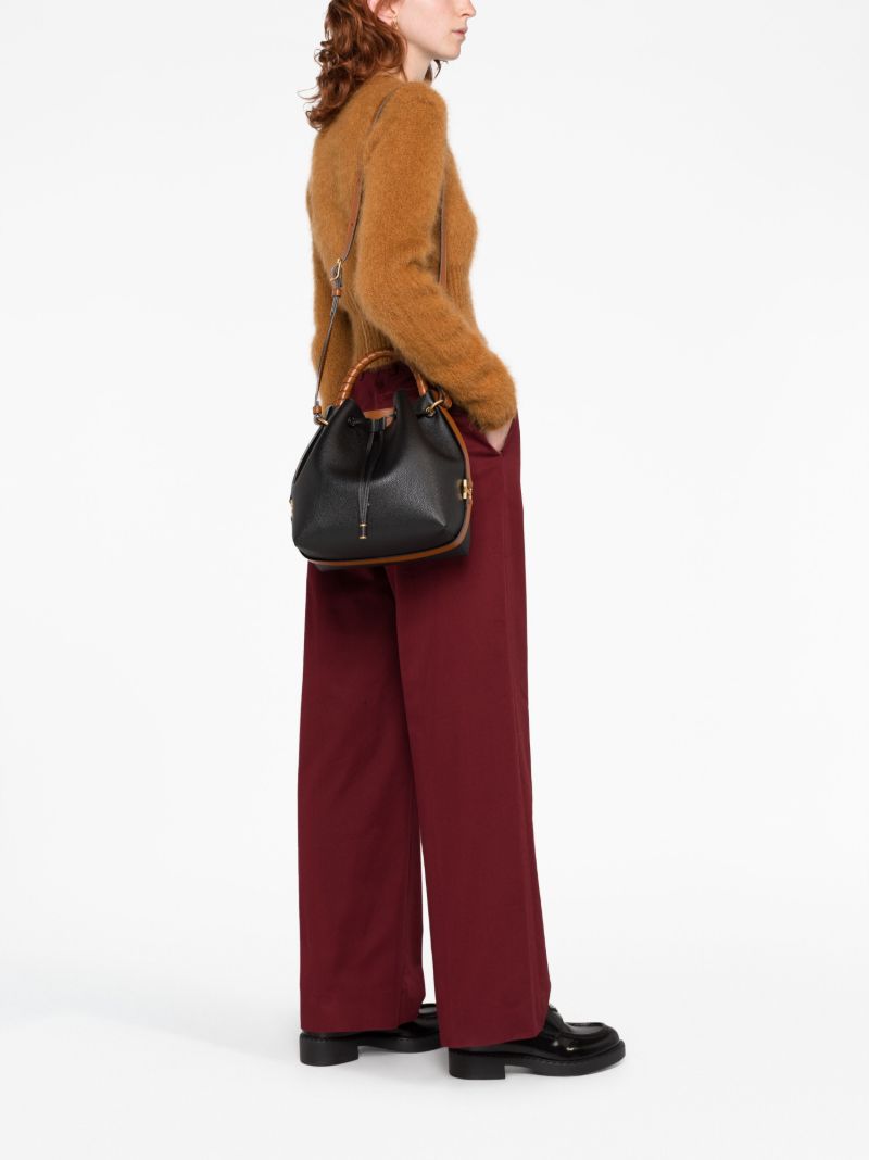 Black Marcie Leather Bucket Bag
