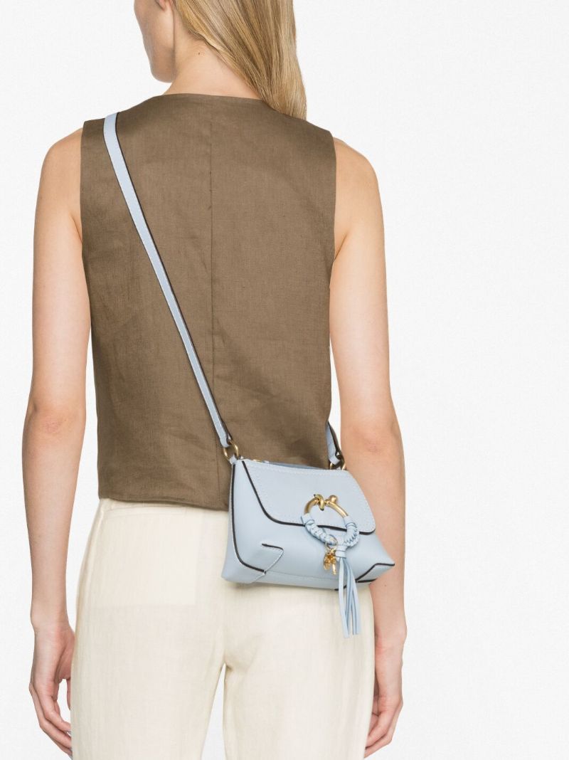 Blue Joan Small Leather Cross Body Bag