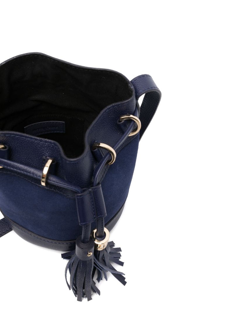 Blue Vicki Small Suede Bucket Bag